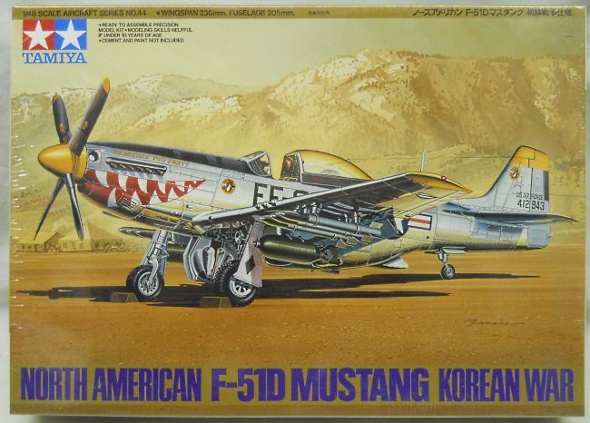 Tamiya 1/48 F-51D Mustang Korean War - 'Was That Too Fast' from 12th FBS 18th FBG / 'Buckeye Blitz IV / Red Eraser' Capt. J.W. Rogers 36 FBS 8th FBG, 61044-1800 plastic model kit